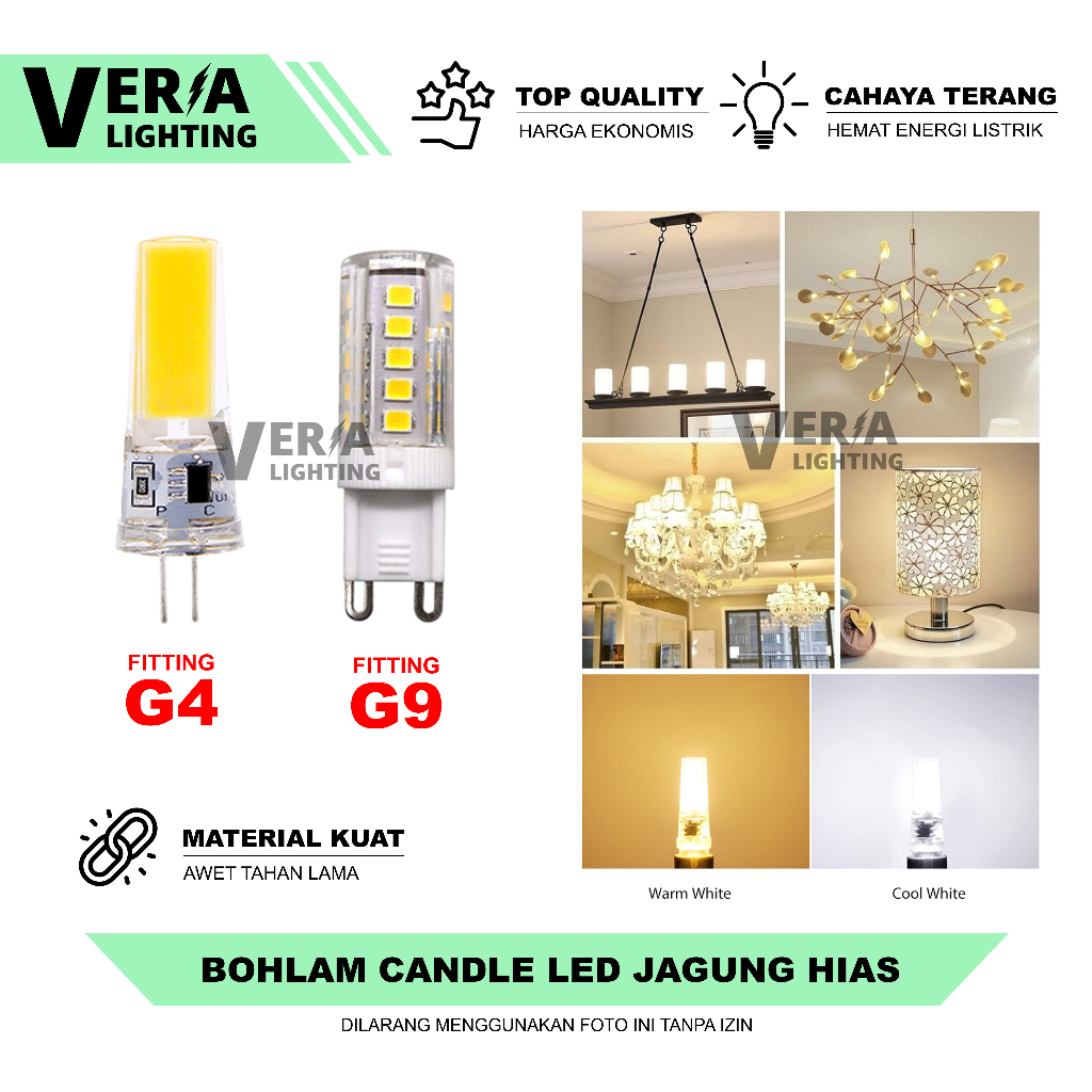 Lampu LED Fitting G4 G9 E14 Bohlam Candle Jagung Hias