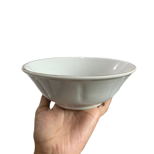 Mangkok Mie Ayam Keramik putih polos 6.25 inch 15 cm Putih list JM / Mangkuk Kuah Lauk Ceramic Berku