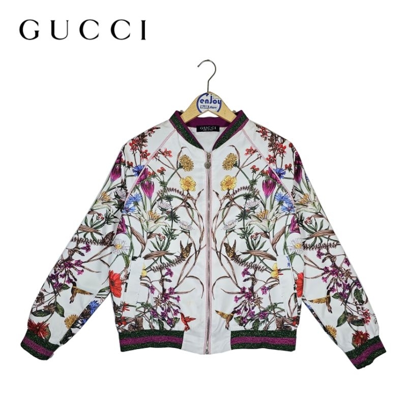 jacket casual kasual bomber fashion style GUCCI wanita flower floral