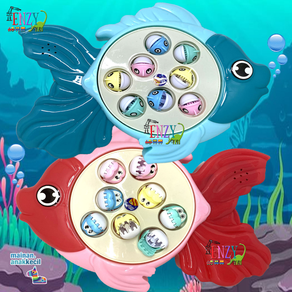 Mainan Anak Memancing Cute Fishing Game Bentuk Ikan Dan Buaya Music