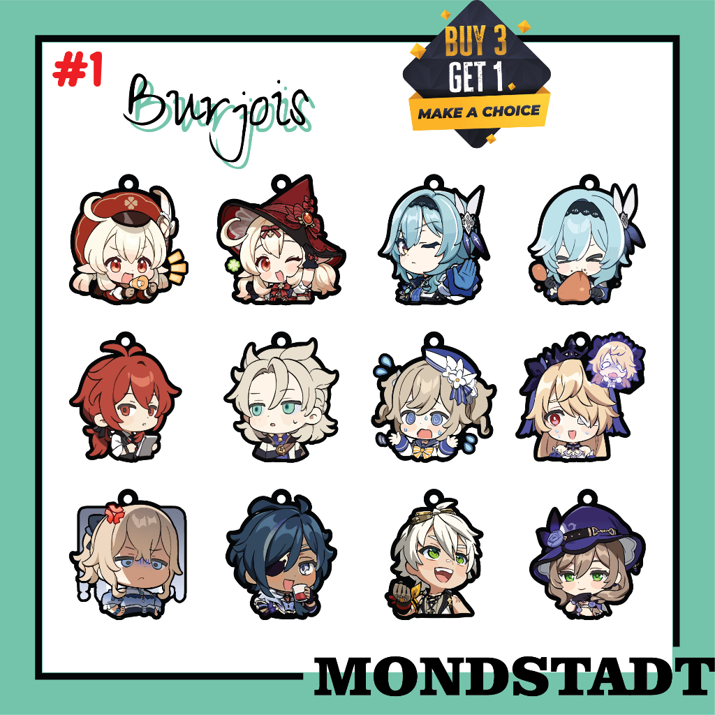 BURJOIS Mini Mondstadt Character #1 | Genshin Impact Merchandise | Gantungan Kunci Genshin Impact Ve