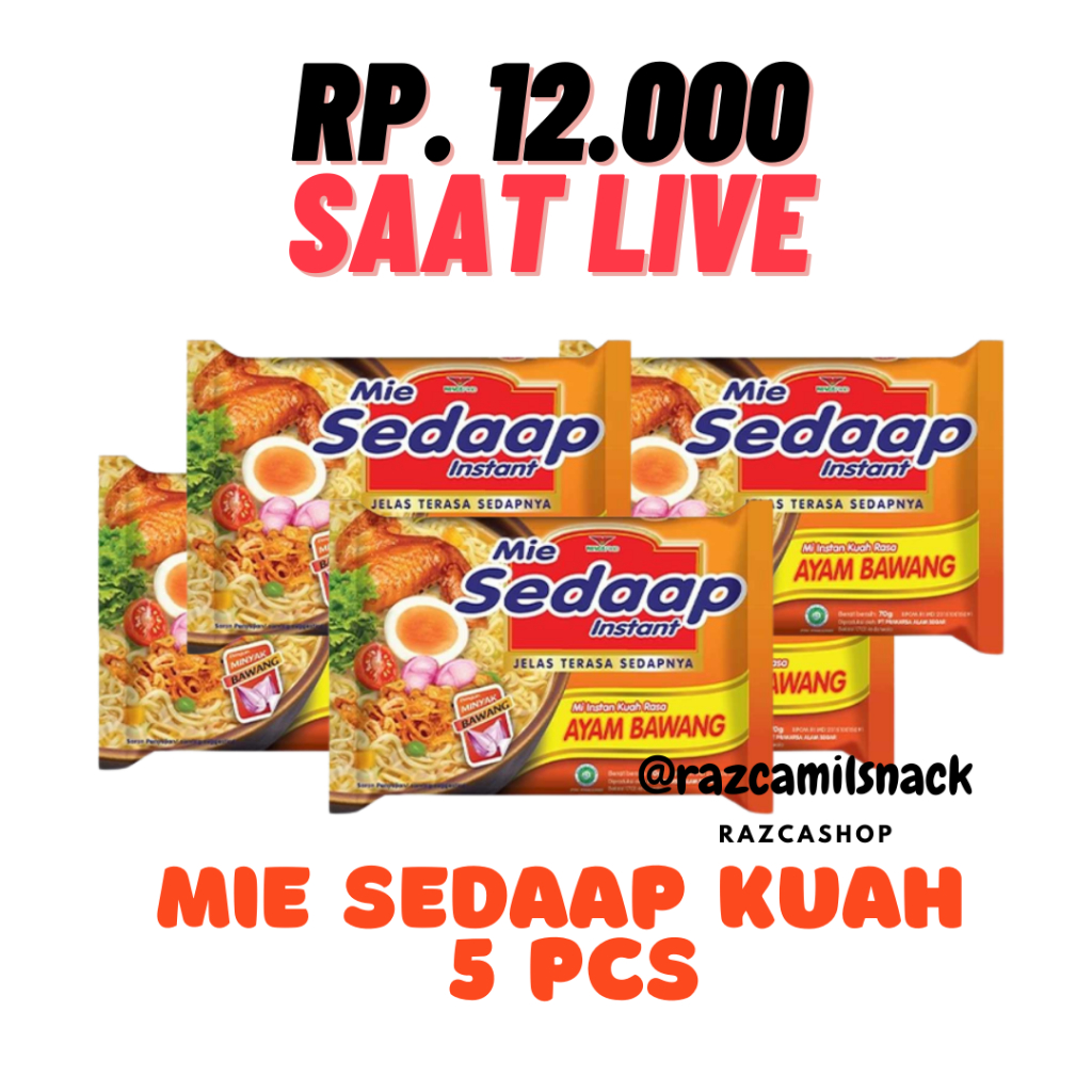 

MIE SEDAAP INSTAN KUAH AYAM BAWANG ISI 5 PCS