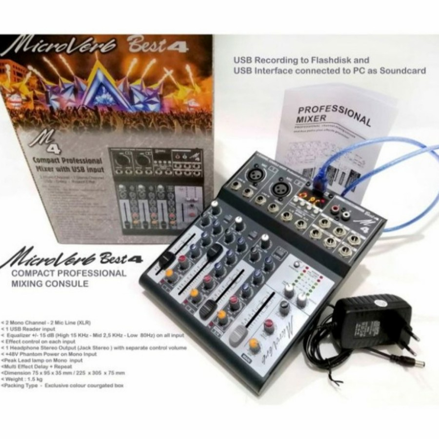 MIXER AUDIO MICROVERB BEST 4 CHANNEL MICROVERB BEST4 USB BLUETOOTH