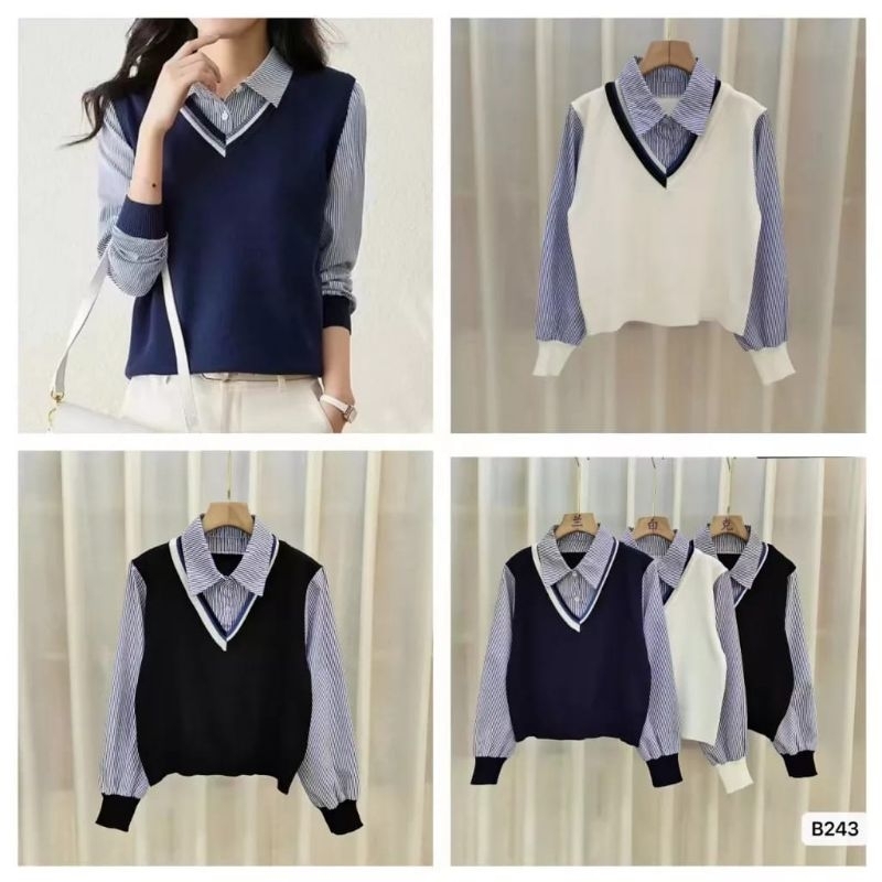 JYS B243 ATASAN KEMEJA ROMPI WANITA KOREA IMPORT