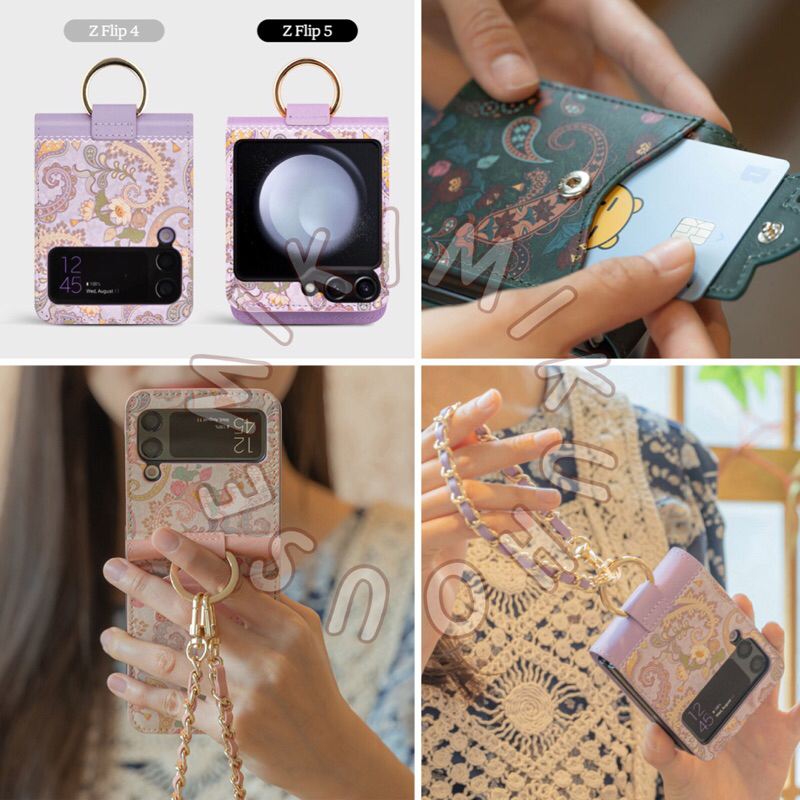 Z FLIP 5 PAISLEY FINGER CASE CARD POCKET PHONE STRAP Z FLIP 4 3 PAISLEY PATTERN DESIGN KOREA CASE KO