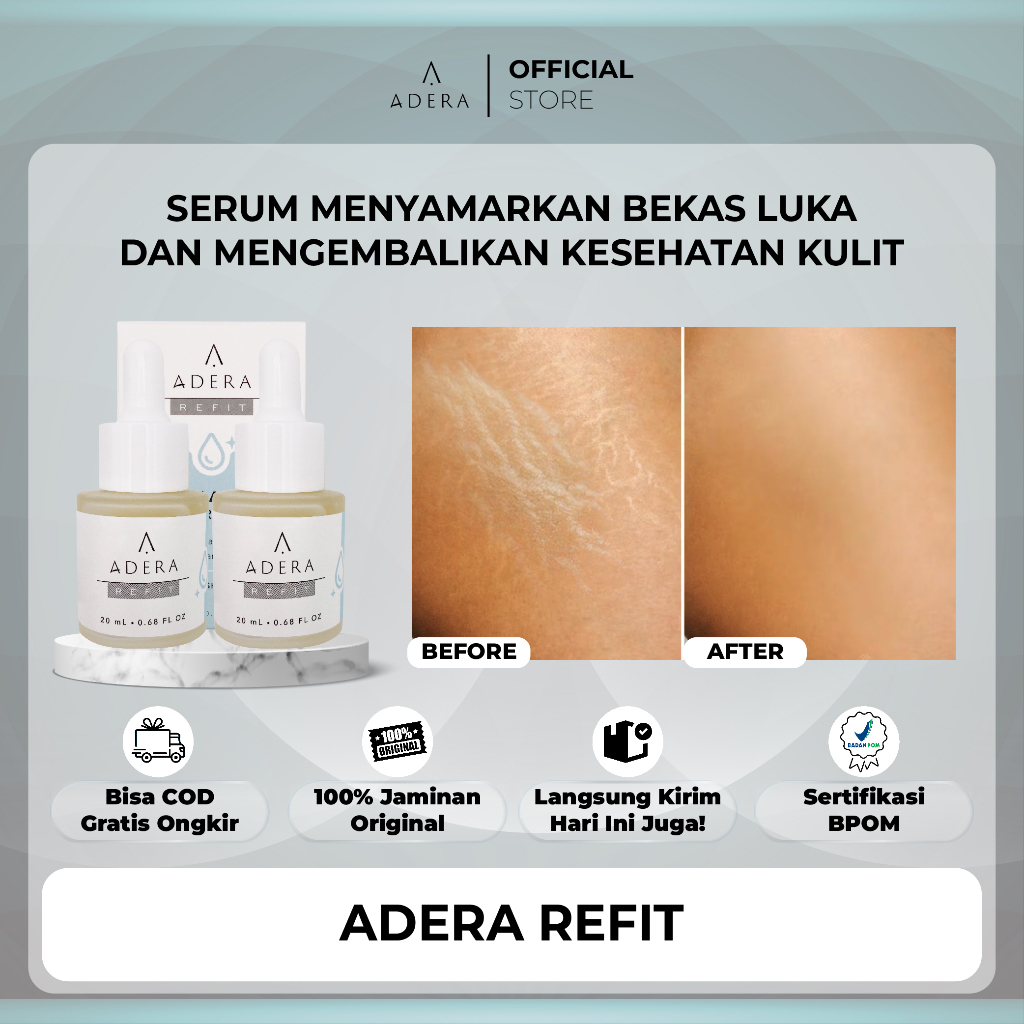 Paket Collagen Serum ADERA REFIT Menyamarkan Bekas Luka dan Mengembalikan Kesehatan Kulit Sudah BPOM