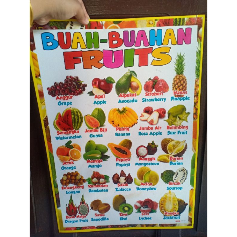 Poster Buah, Hewan, Angka, Bimbingan Sholat