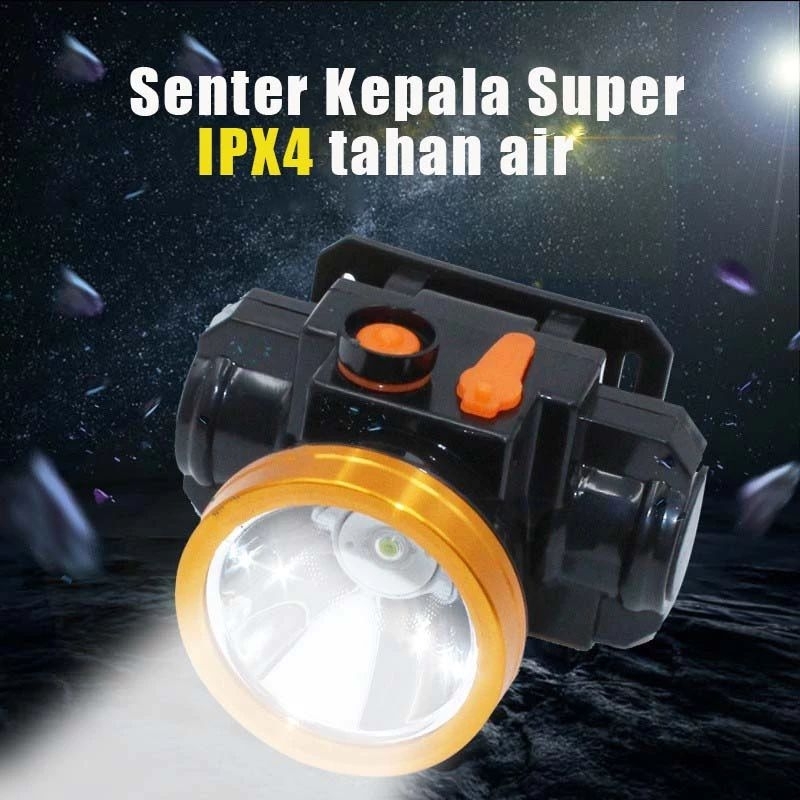 Senter Kepala 30 Watt LED Waterproof Rechargeable - Headlamp Anti Hujan