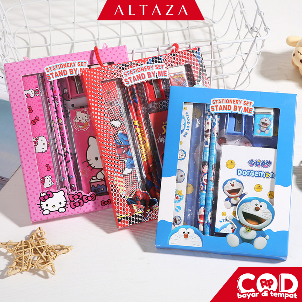 

ALTAZA COD Alat Tulis Set 6IN1 Stationery Set Lucu Karakter Set Perlengkapan Alat Tulis Sekolah Anak-Anak TK STY04