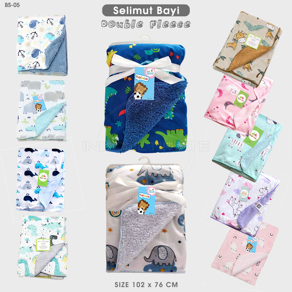PILIH MOTIF! Selimut Bedong Bayi Double Fleece BS-05 Tebal Lembut Selimut Alas New Born Tidur Perlengkapan paket topi hoodie Bayi baru Lahir karakter BS-120 BS-70-85
