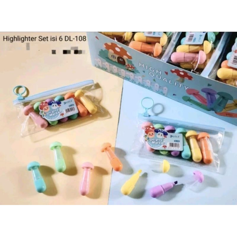

MS Stabilo lucu bentuk jamur 1 set 6 pcs highlighter