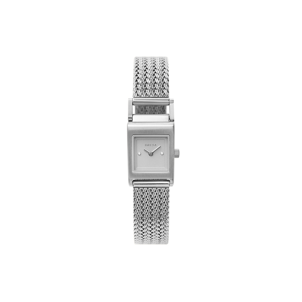 Jam Tangan Breda Revel Tethered White Dial Silver Metal Mesh 18mm - 1746E