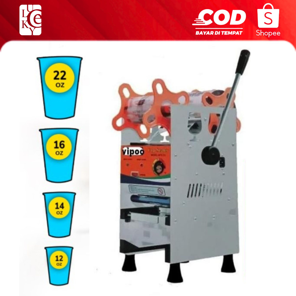 Cup Sealer 22oz Vipoo D9 Mesin Sealer Gelas Plastik 12-22oz 300 Watt