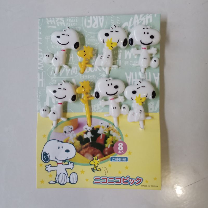 1/2 set tusukan bento, food pick, garpu buah, tusukan bento anak - Snoopy