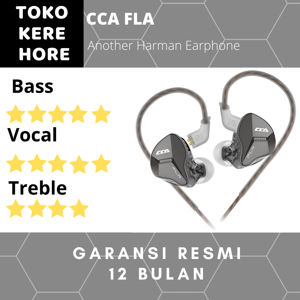 CCA FLA Single Dynamic Driver Resin Metal Earphone with MIC
