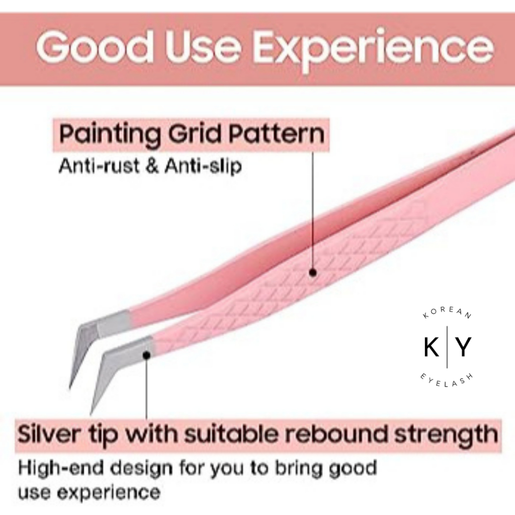 Korean Eyelash - Pinset Tweezer Stainless Pink Volume | Pinset rapat untuk Eyelash Extension