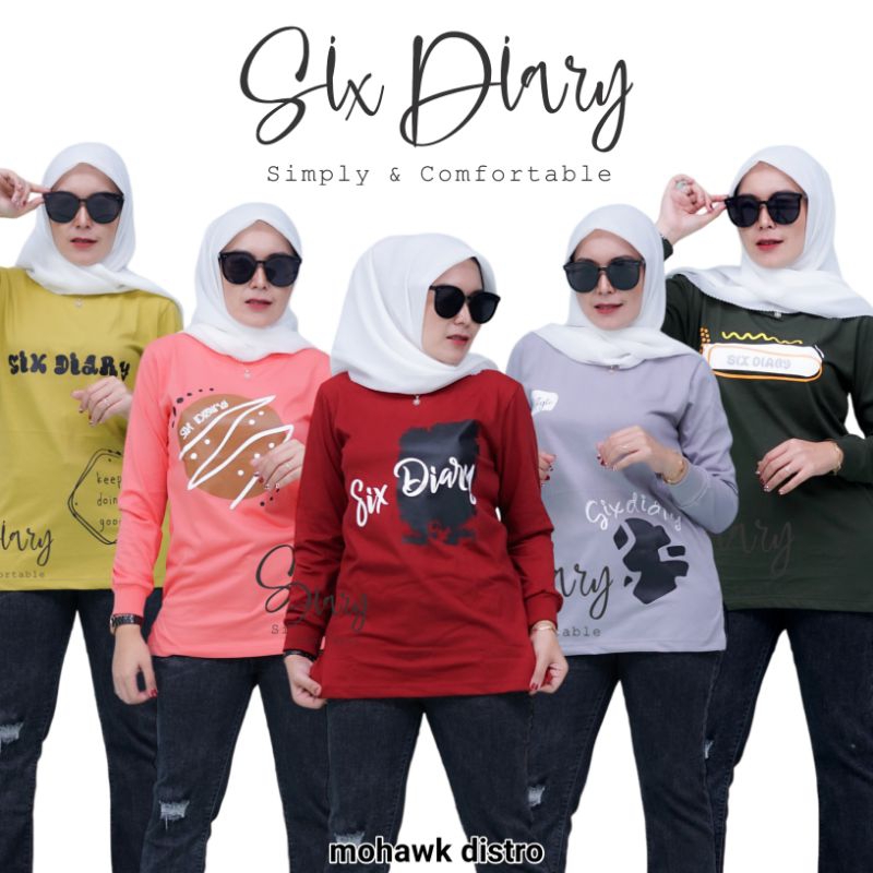 Baju Wanita Kaos Tangan Panjang Six Diary Original
