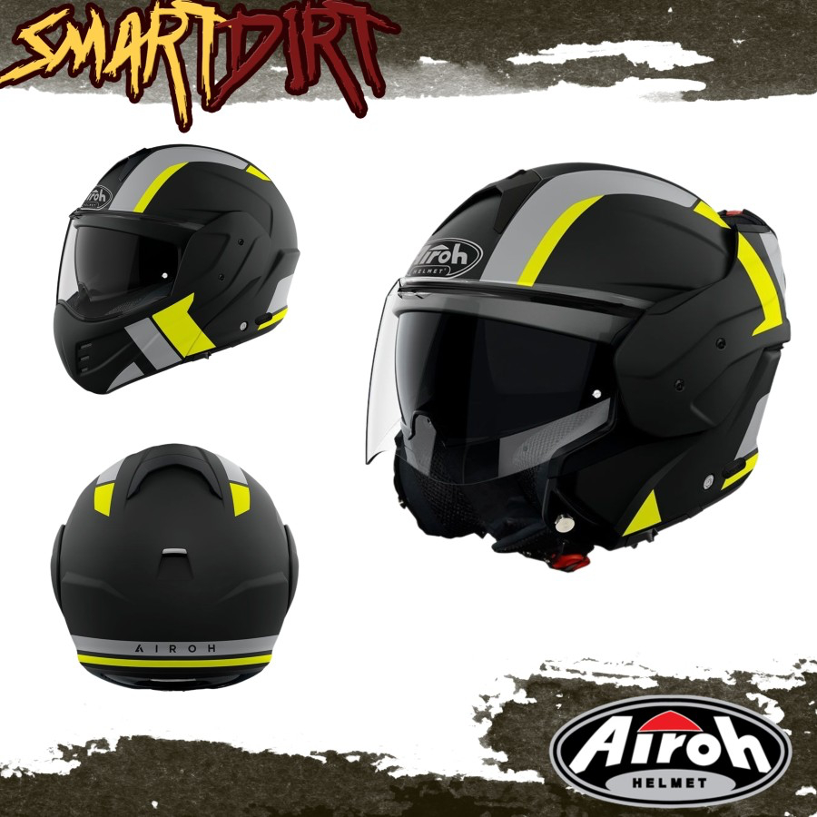 Helm AIROH Mathisse Explore Yellow Matt Modular Helmet AIROH Adventure ORI