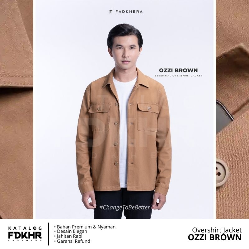 Jaket Fadkhera Overshirt Ozzi Brown outer pria warna coklat