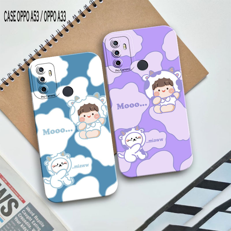 Softcase Macaron Oppo A53 2020 / Oppo A33 2020 Motif RoroJump Sapi Moo Case Hp Murah Casing Hp Oppo 