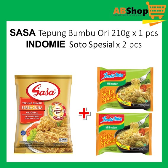 

SASA Tepung Original 210g x1 + INDOMIE Soto Spesial x2