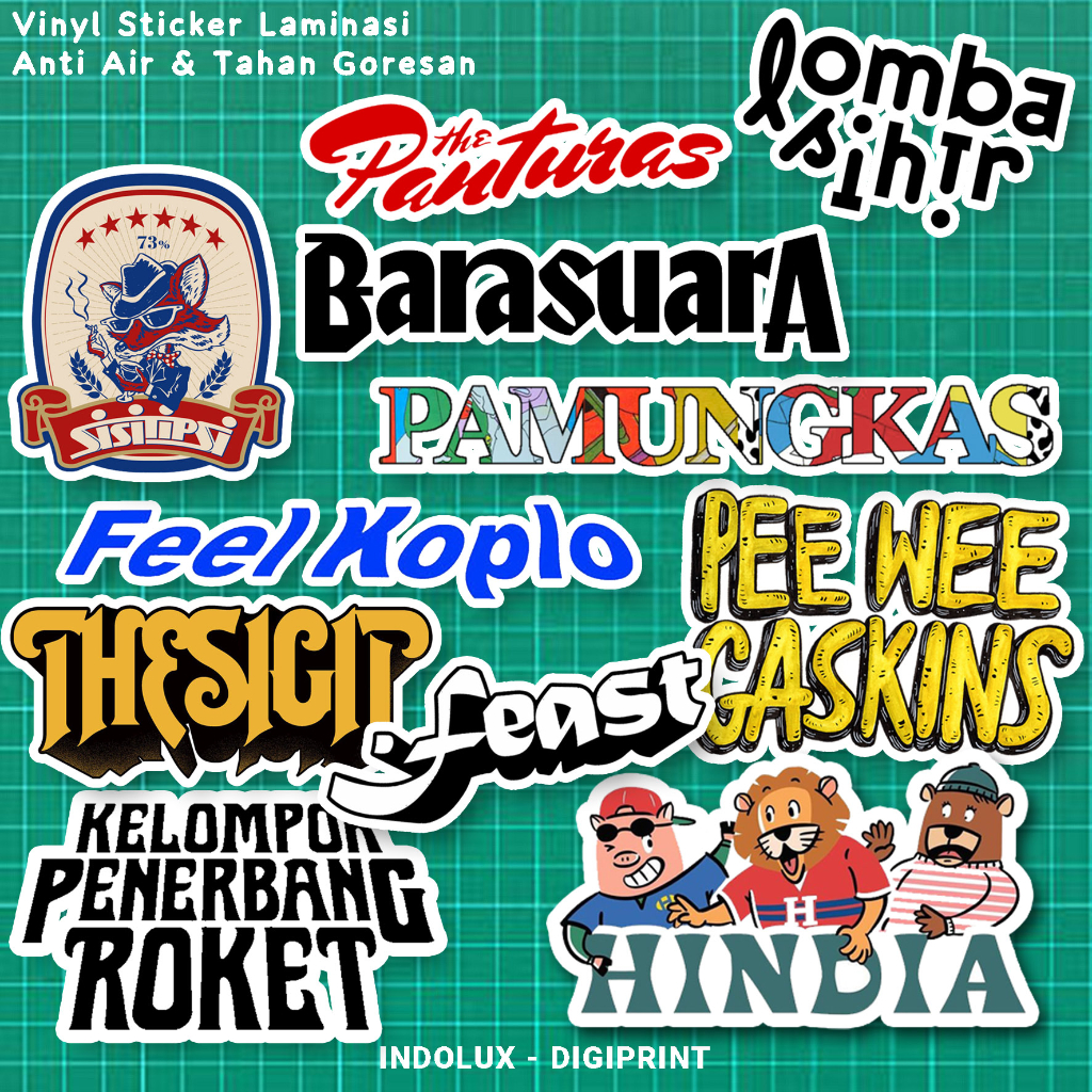 Sticker Band Lokal Indie Barasuara / Panturas / Hindia / Pamungkas Stiker Anti Air