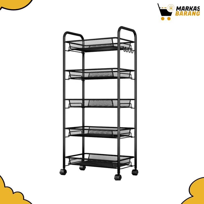 Rak Troli Tingkat Susun Besi Tebal/Rak Troli Lantai Roda Serbaguna