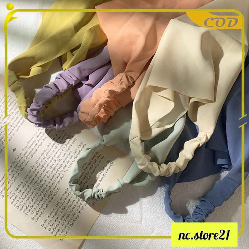 munte21 - Bandana Segitiga Bahan Satin Korean Style Headband Wanita Motif Polos