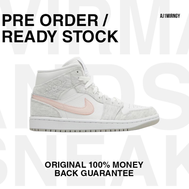 Nike Air Jordan 1 Mid SE Light Iron Ore [ Womens ] Original 100% Sneakers Resmi