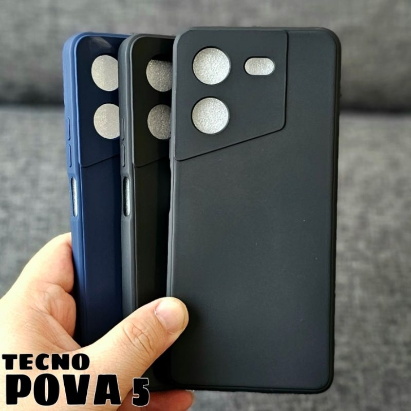 TECNO POVA 5  SOFT CASE MACARON BLACK PREMIUN CASE TECNO POVA 5