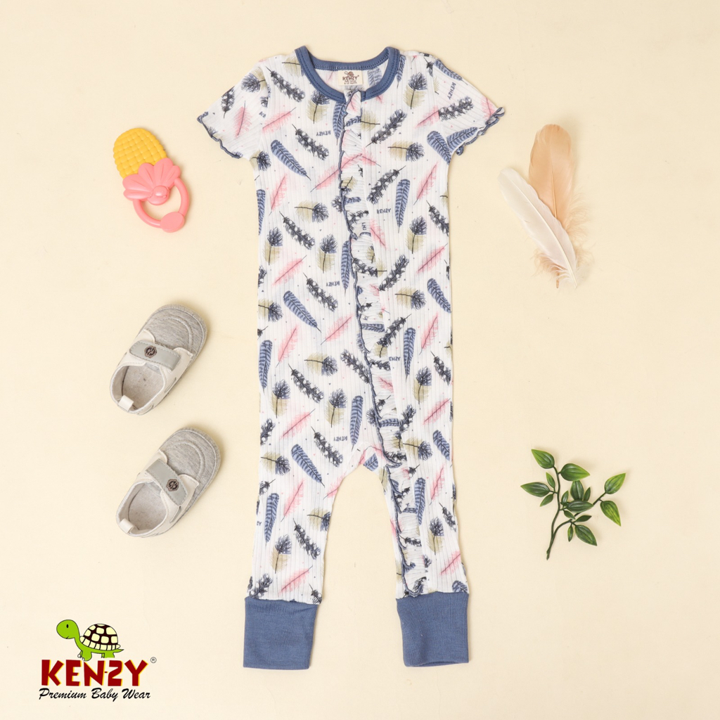 Sleepsuit Zipper Ruffle Short Bulu | Laki-laki & Perempuan | Zipper | Premium & Praktis | SNI | Kenz