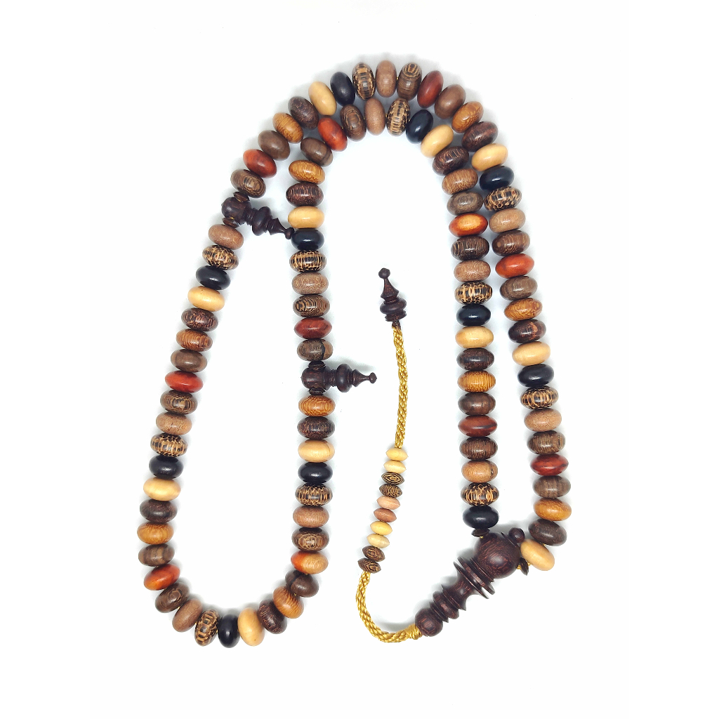 Tasbih Kayu Kombinasi Kayu Bertuah Asli Nusantara Isi 99 Butir 12mm