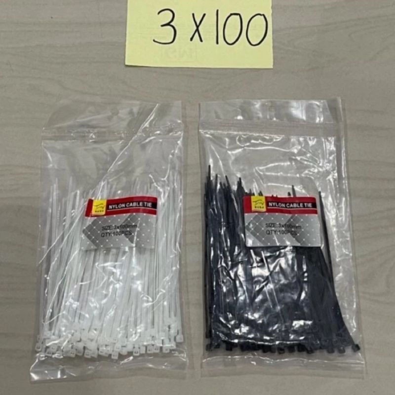 

KABEL TIES 3.0X100mm ISI 100PCS / CABLE TIE 100mm / KABEL TIE TALI KLEM PVC NILON HITAM & PUTIH