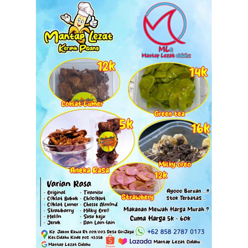 

keripik pisang rasa coklat lumer makanan ringan jajanan (500ml)