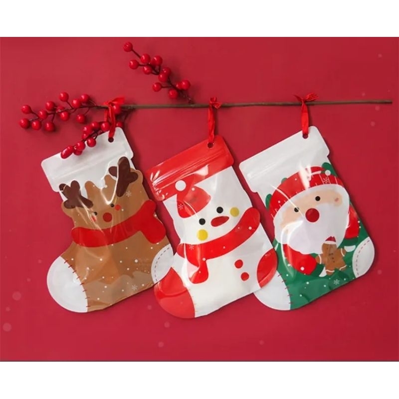 (PZ20)Plastik Ziplock Kaos Kaki Natal/Xmas