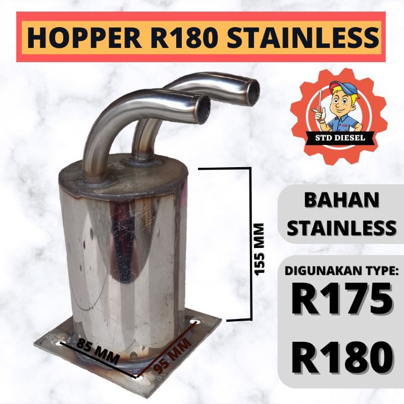 HOPPER STAINLESS R175 R180 PENGGANTI TANGKI AIR BAHAN STAIN LESS ANTI KARAT 7 8 HP PK HOPPER R180