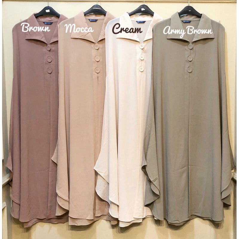 Inara Outer Ceruty Babydoll Premium, Long Cardigan Panjang Tanpa Lengan, Cardigan Model Kancing simp