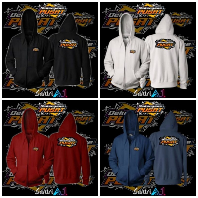 Hoodie Resleting Dekengan Pusat Jaket Dekengan Pusat