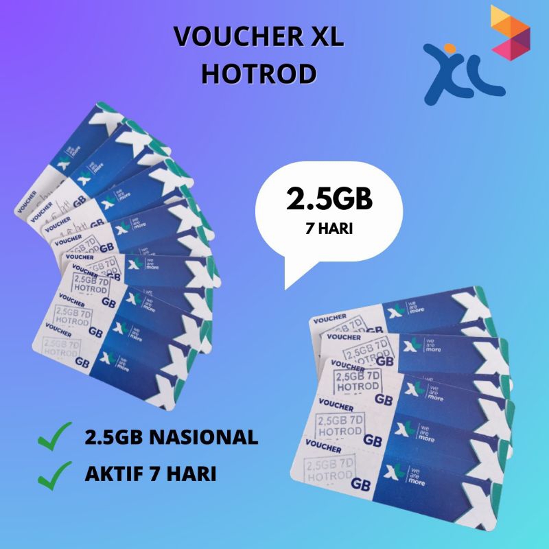 XL KUOTA, Hotrod 2.5GB 7 isi 3GB 7 Hari 24 Jam
