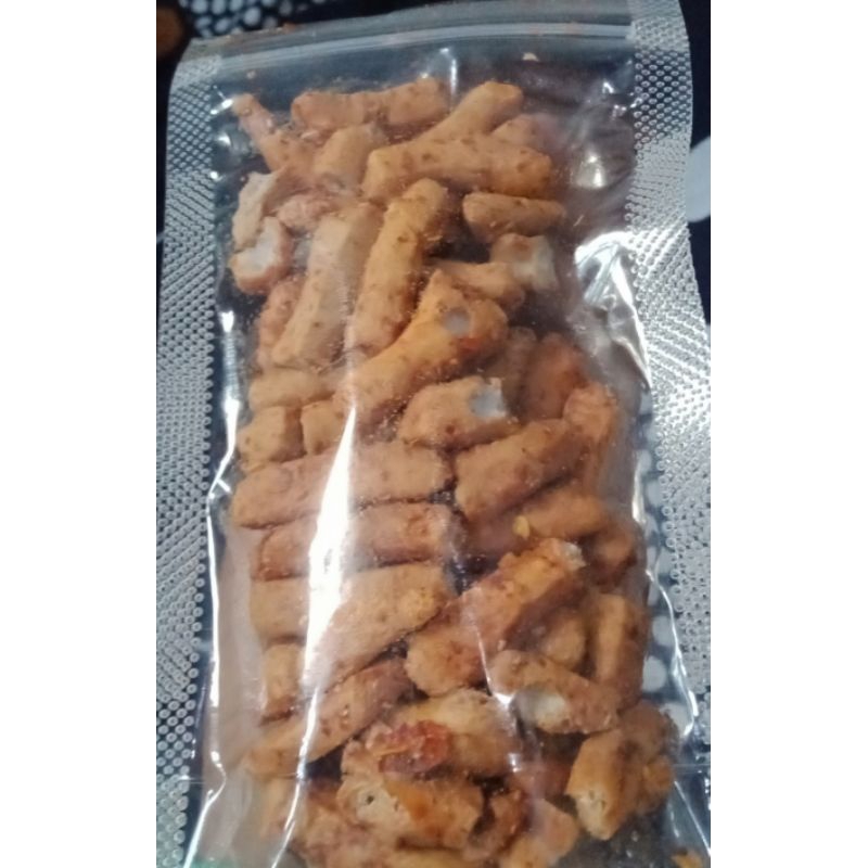 

Basreng xtra daun jeruk pedas kemasan standing pouch 12*9