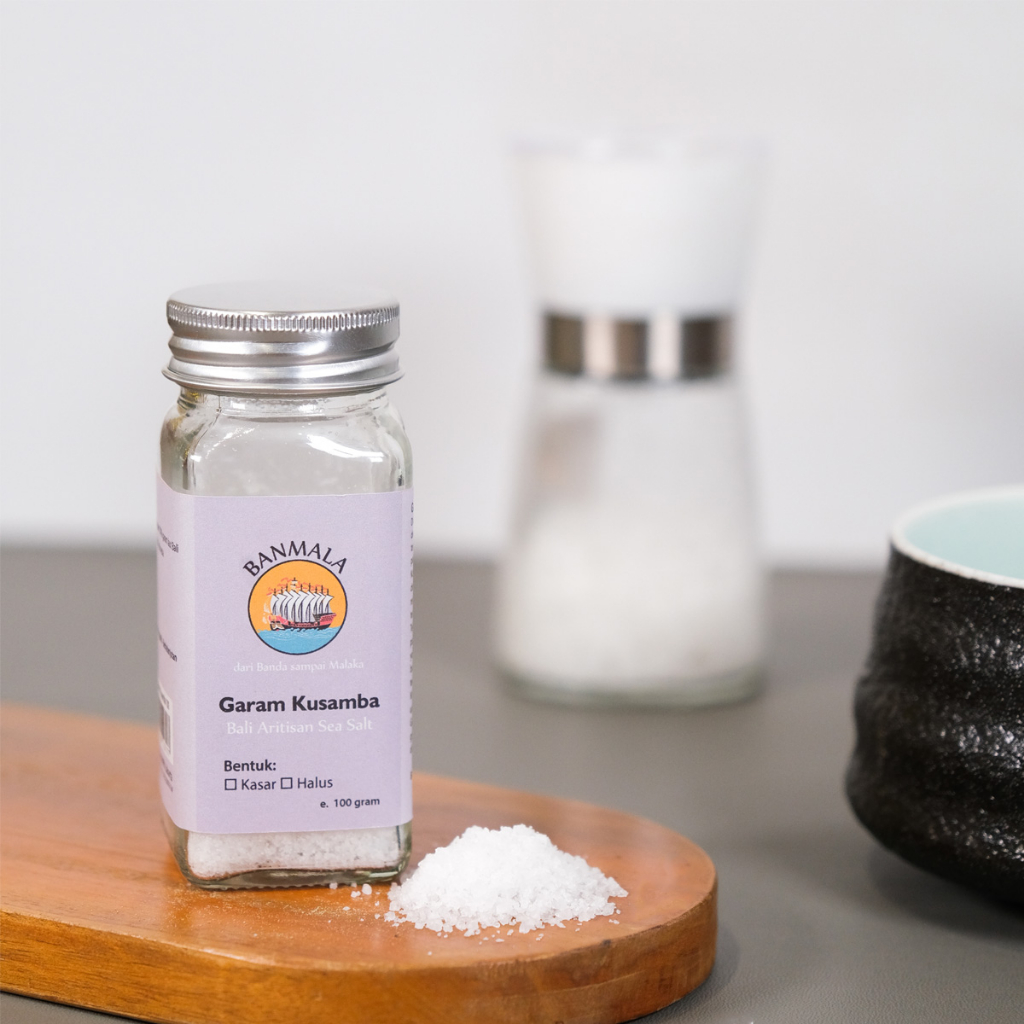 

BANMALA Garam Kusamba Laut Bali organik Sea Salt 55g Botol Kaca Tutup Alumunium