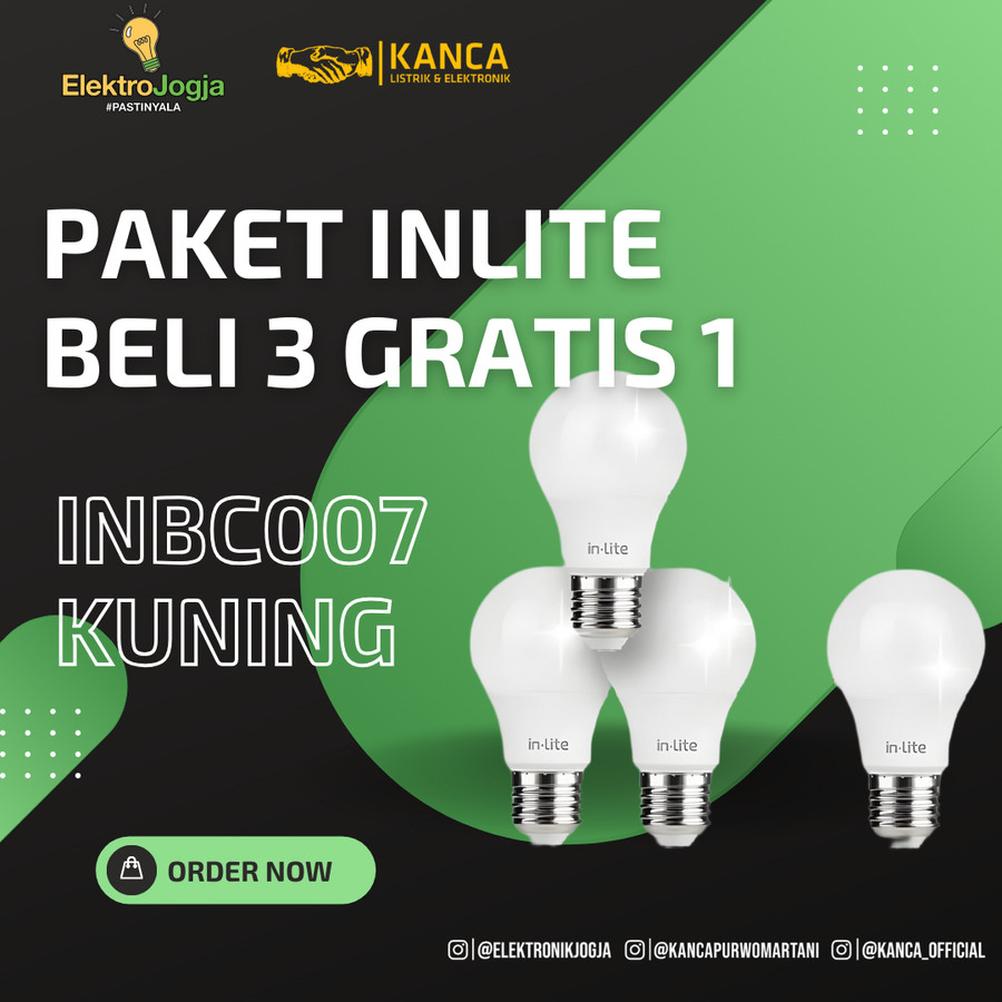 PAKET 4 PCS BOHLAM LED IN-LITE 5 7 9 12 WATT KUNING