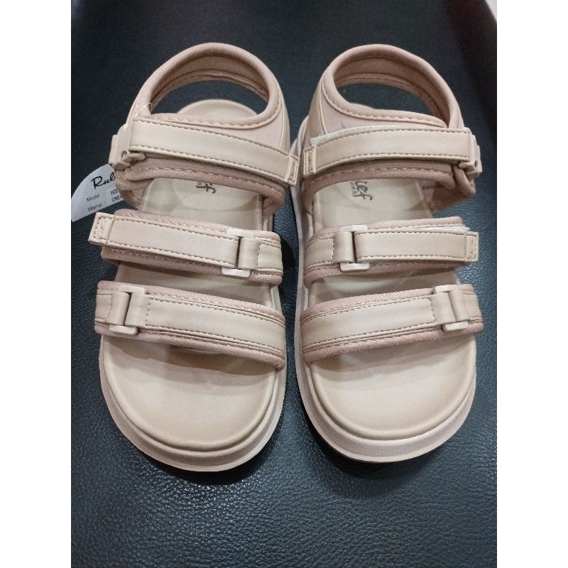 Rullief FCL 225 Sepatu Sandal flat Selop Premium Wanita Sepatu Sandal Casual Slip Warna Cream