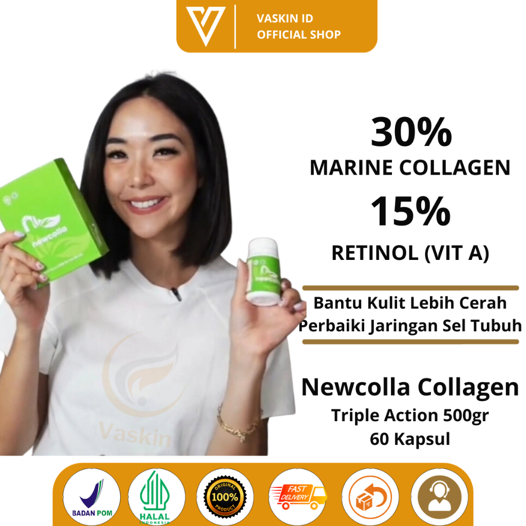 Newcolla Collagen Original Penghilang Flek Pencerah Wajah Kusam Wanita Glowing Original