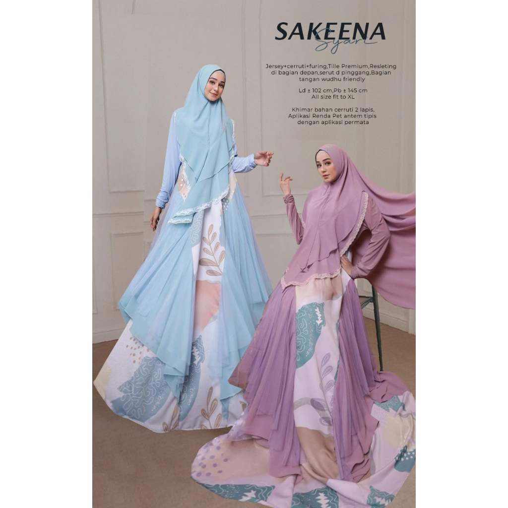 GAMIS SYARI SAKINA BY RANEE BRUGGMAN SET KHIMAR  | BAHAN CERRUTY MIX JERSEY UKURAN ALLSIZE MURAH TER