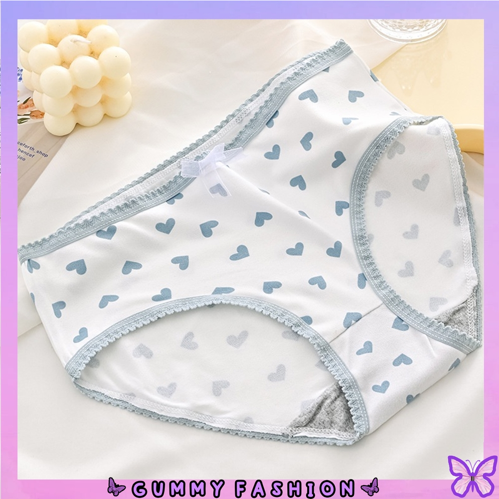 •GUMMY• CD1089 Cd Imut Fashion Jepang Celana Dalam Wanita Katun Import Mid Waist Motif Biru