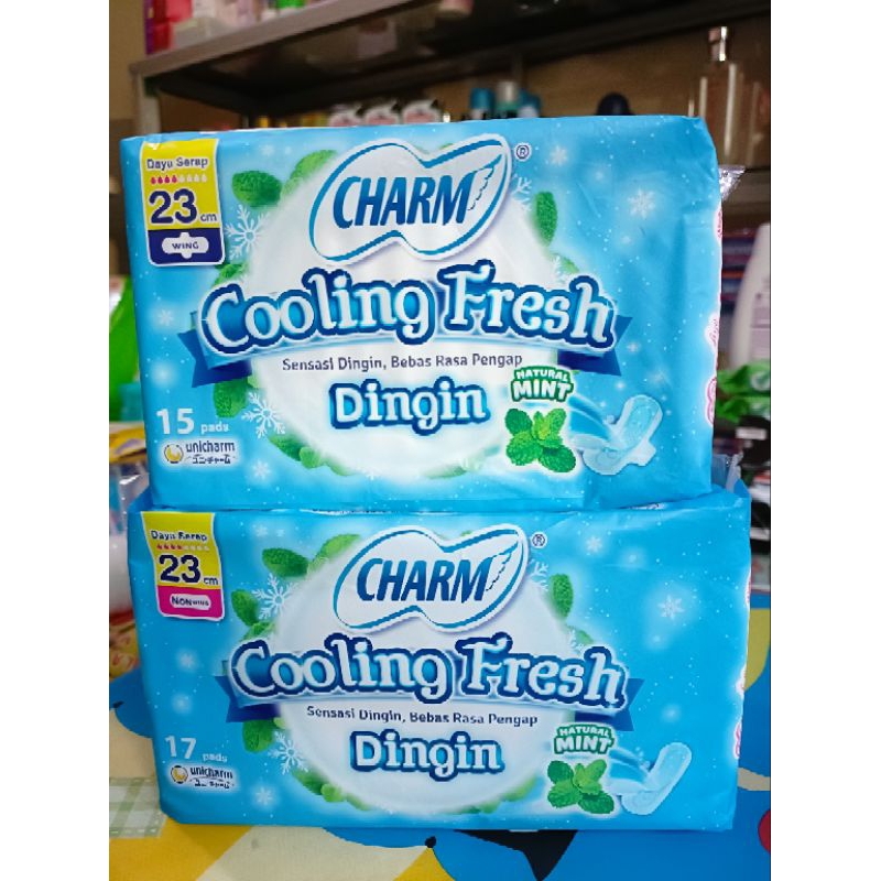 pembalut charm cooling fresh sayap non sayap 23cm