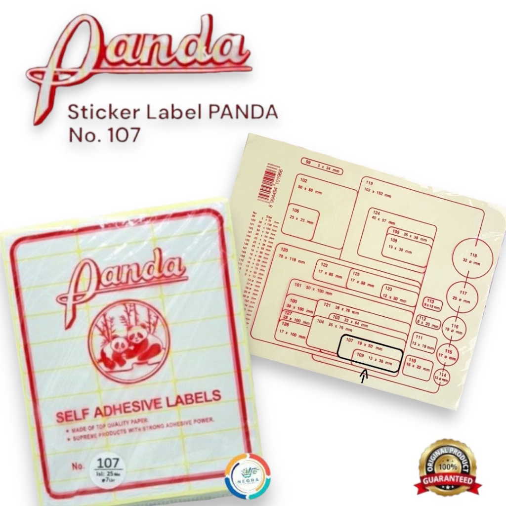 

Sticker Undangan/Self Adhesive Label Panda No 107 (ukuran 18x50mm)