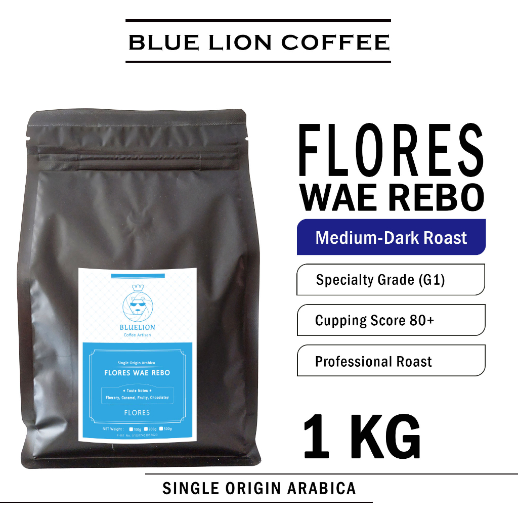 

Blue Lion Coffee Flores Wae Rebo 1 KG Medium Dark Roast Biji Kopi Bubuk Single Origin Arabica