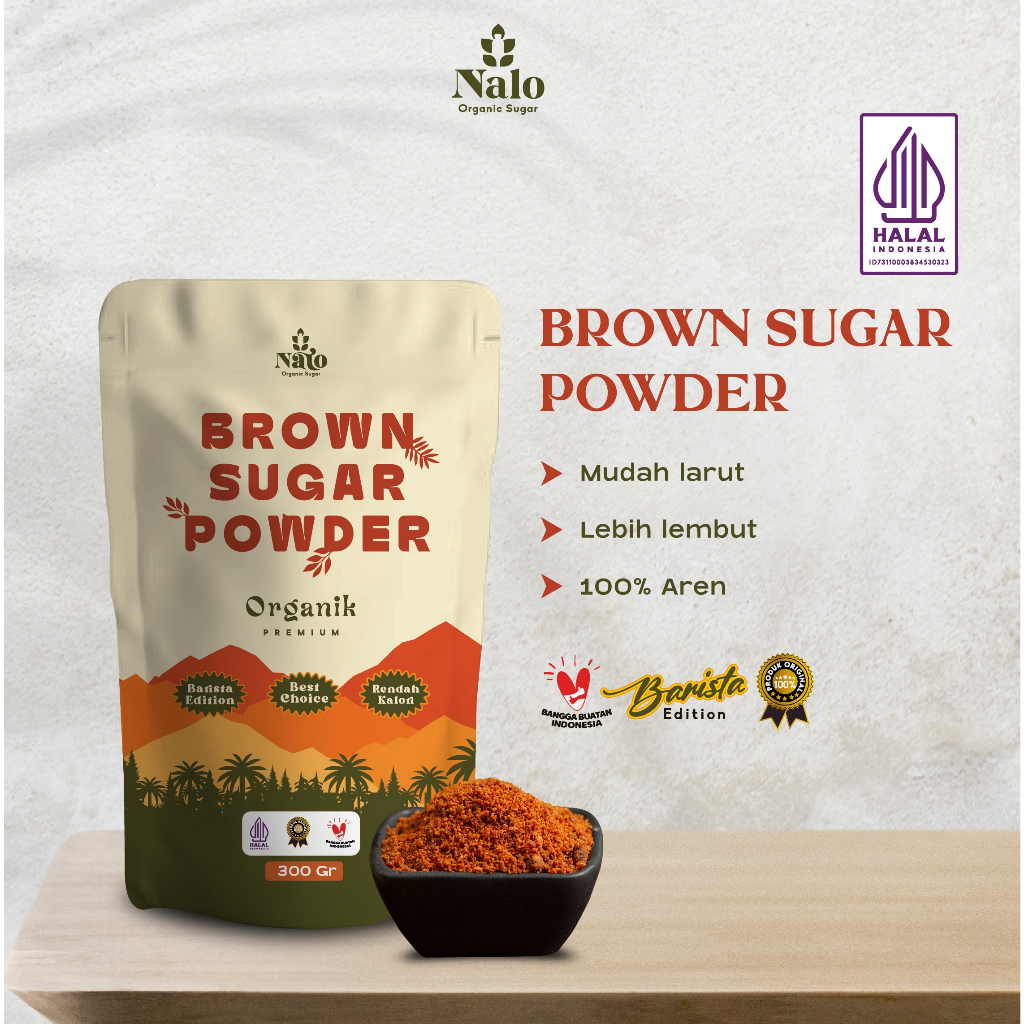 

Gula aren bubuk 100% Asli + Rendah Kalori (Aren semut/Brown sugar) Spesial premium 300 Gr Nalo